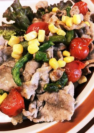アスパラトマトの豚肉炒め-レシピのメイン写真