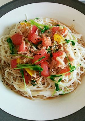 ツナトマト洋風素麺-レシピのメイン写真