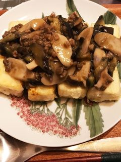 大豆のお肉を使ったあんかけ揚出し豆腐-レシピのメイン写真