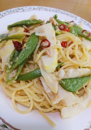 ハチク(淡竹あわたけ)のペペロンチーノ-レシピのメイン写真