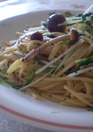 カフェ風♡水菜ときのこのパスタ-レシピのメイン写真