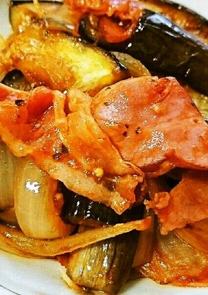 なすと玉ねぎのケチャップ炒め-レシピのメイン写真