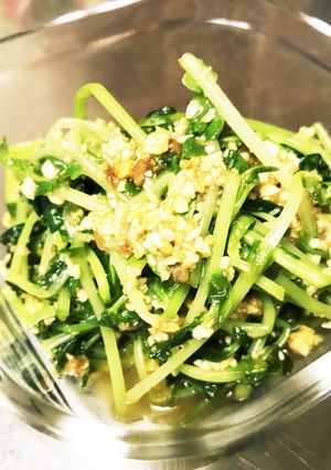 豆苗とピーナッツの粉末和え-レシピのメイン写真