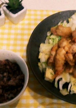 卵でふんわり♡鶏ももから揚げと野菜炒め！-レシピのメイン写真