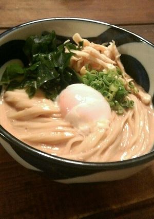 超濃厚冷うどん！豆乳味噌のカルボナーラ-レシピのメイン写真