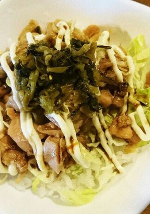 照り焼きチキン高菜マヨ丼-レシピのメイン写真