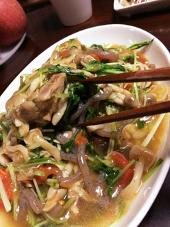 青じそドレッシングで!もも肉と水菜炒め-レシピのメイン写真