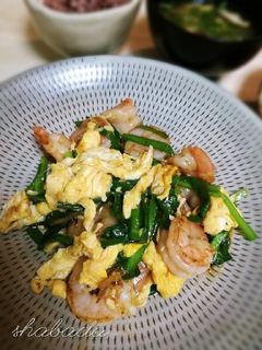 ご飯が進む♪海老ニラ玉炒め-レシピのメイン写真