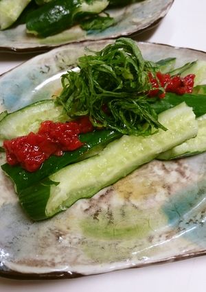 簡単3分おつまみ♡梅たたきキュウリ-レシピのメイン写真