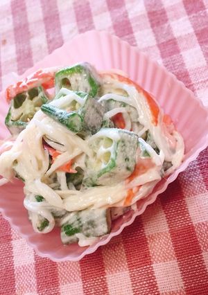 お弁当に！オクラのかにかまマヨ和え-レシピのメイン写真