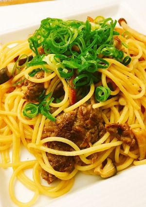 牛肉ときのこのバター醤油パスタ-レシピのメイン写真