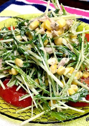簡単和えるだけ水菜のツナコーンマヨサラダ-レシピのメイン写真
