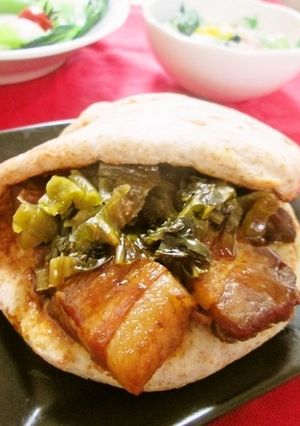 角煮＆高菜漬けのチャイニーズバーガー-レシピのメイン写真