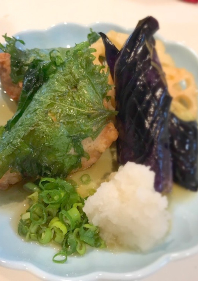 蕎麦がきと海老のしんじょう揚げ浸し-レシピのメイン写真