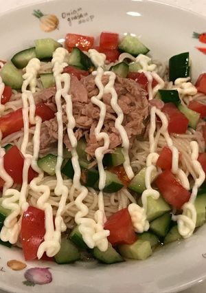 トマキュウツナマヨの冷やしそうめん！-レシピのメイン写真