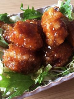 甘いタレを絡めた鶏肉の揚げものサラダ☆-レシピのメイン写真