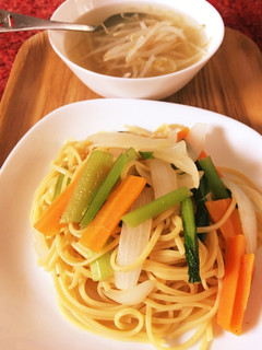 残り物で和風パスタ +α もやしスープ-レシピのメイン写真