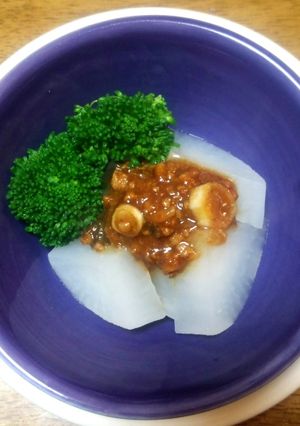 鶏そぼろリメイク、大根ゆでるだけ-レシピのメイン写真