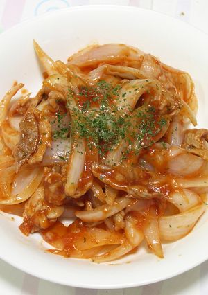 マヨde豚肉の新玉葱のケチャップ炒め-レシピのメイン写真