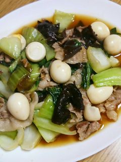 チンゲン菜と生キクラゲの餡掛け~♪-レシピのメイン写真