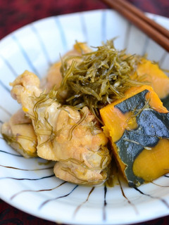 手羽元とかぼちゃのがごめ昆布きざみ煮-レシピのメイン写真
