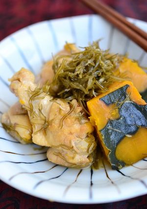 手羽元とかぼちゃのがごめ昆布きざみ煮-レシピのメイン写真