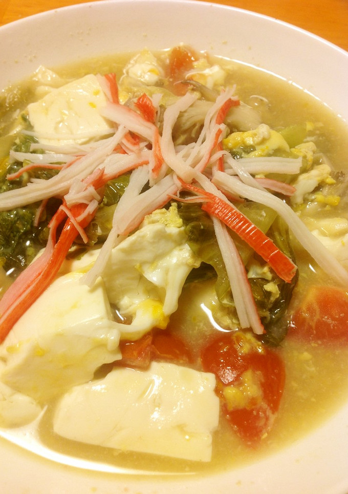 卵レタス豆腐トマト舞茸のとろりスープ-レシピのメイン写真