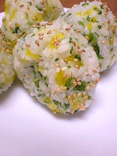 水菜とたくあんのシャキシャキおにぎり-レシピのメイン写真