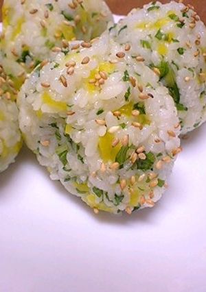 水菜とたくあんのシャキシャキおにぎり-レシピのメイン写真