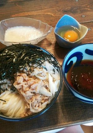 ラー油入り肉うどんつけ麺(冷うどん)-レシピのメイン写真