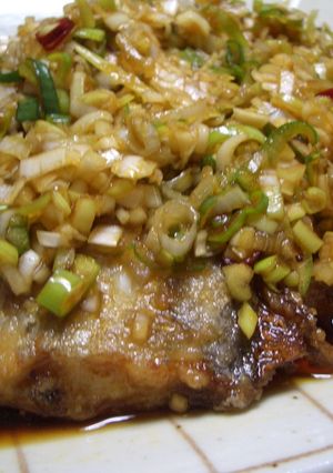 揚げ魚（太刀魚）ピリ辛葱ソース掛け-レシピのメイン写真