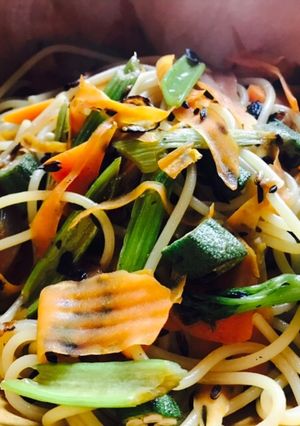 セロリと人参とオクラのパスタ☆vegan-レシピのメイン写真