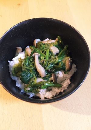 キノコとめかぶとホウレン草ののっけ丼-レシピのメイン写真