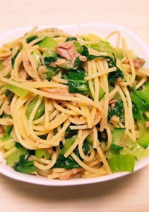 簡単！チンゲン菜とツナのスパサラ-レシピのメイン写真