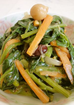 法蓮草と豆のピーナツバター胡麻ドレ和え-レシピのメイン写真