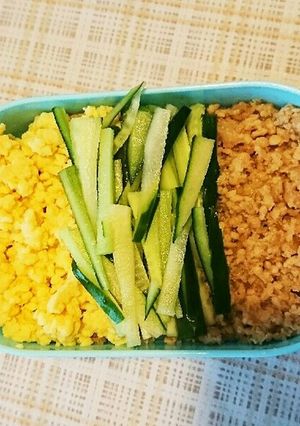 三色丼弁当❤サッパリときゅうり入り～⤴-レシピのメイン写真