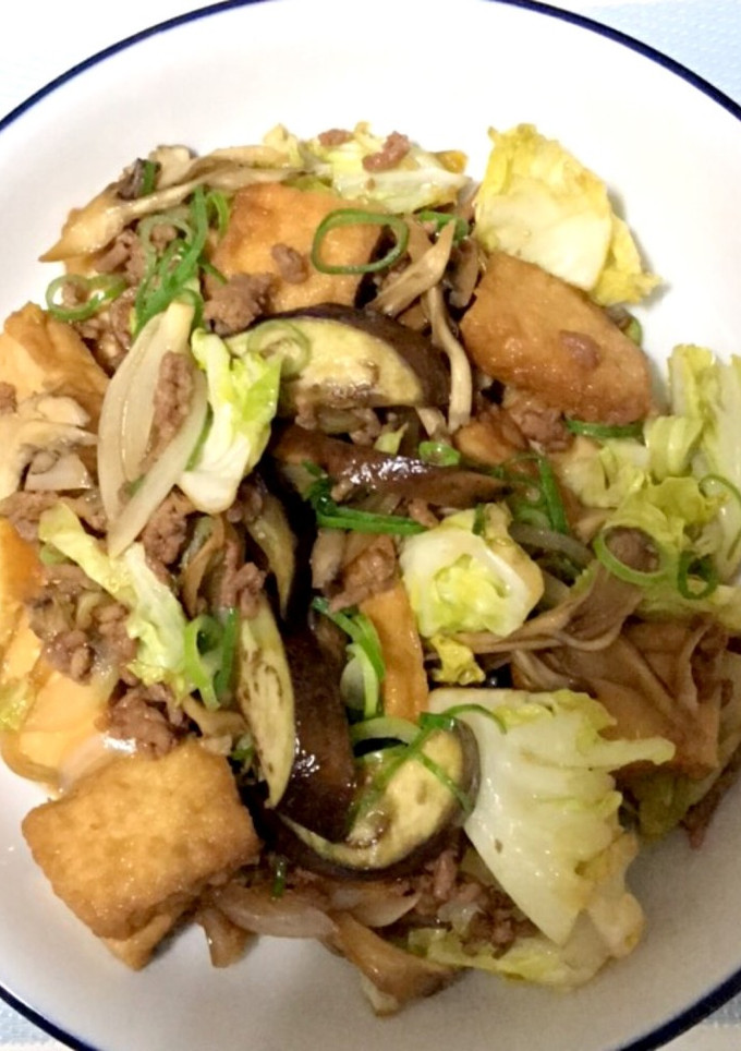 挽肉と厚揚げのすき焼き炒め-レシピのメイン写真