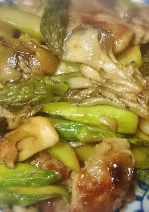 アスパラ*豚肉*舞茸☆オイスター炒め-レシピのメイン写真