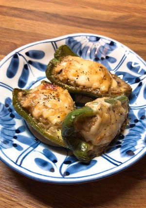 ピーマンの肉詰めwithバルサミコ醤油♪-レシピのメイン写真