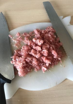 FPのない人用パン切り包丁でひき肉-レシピのメイン写真