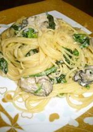 かきとほうれん草のクリームパスタ-レシピのメイン写真
