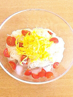 ❁一番簡単❁トマトと卵でカラフルそうめん-レシピのメイン写真
