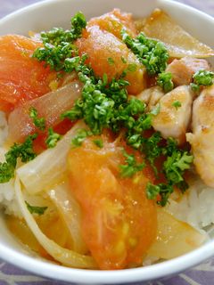 鶏肉のトマト煮丼【JA福岡市】-レシピのメイン写真