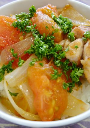 鶏肉のトマト煮丼【JA福岡市】-レシピのメイン写真