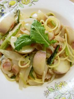 すみれ蕪と新玉ねぎのスパゲッティ-レシピのメイン写真