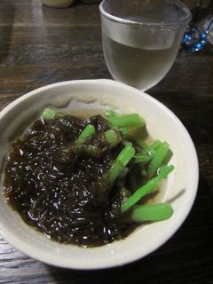 山菜ミズナのモズク酢かけ-レシピのメイン写真