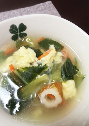 チンゲン菜とはるさめとちくわの卵スープ-レシピのメイン写真