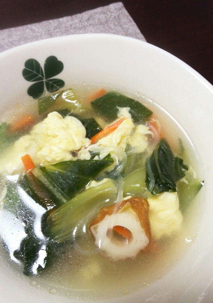 チンゲン菜とはるさめとちくわの卵スープ-レシピのメイン写真