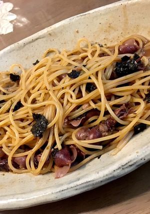 ステーキソースでホタルイカの和風パスタ！-レシピのメイン写真