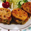豆腐ハンバーグのれんこんはさみ焼き